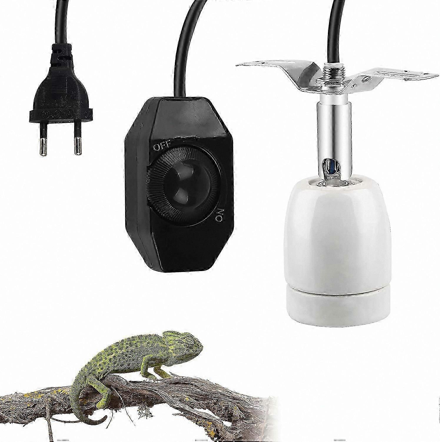 Reptile Heat Lamp Base, 360 Rotatable Adjustable Holder for Up to 300W Bulbs, Dimmable (Bulb Not Included)