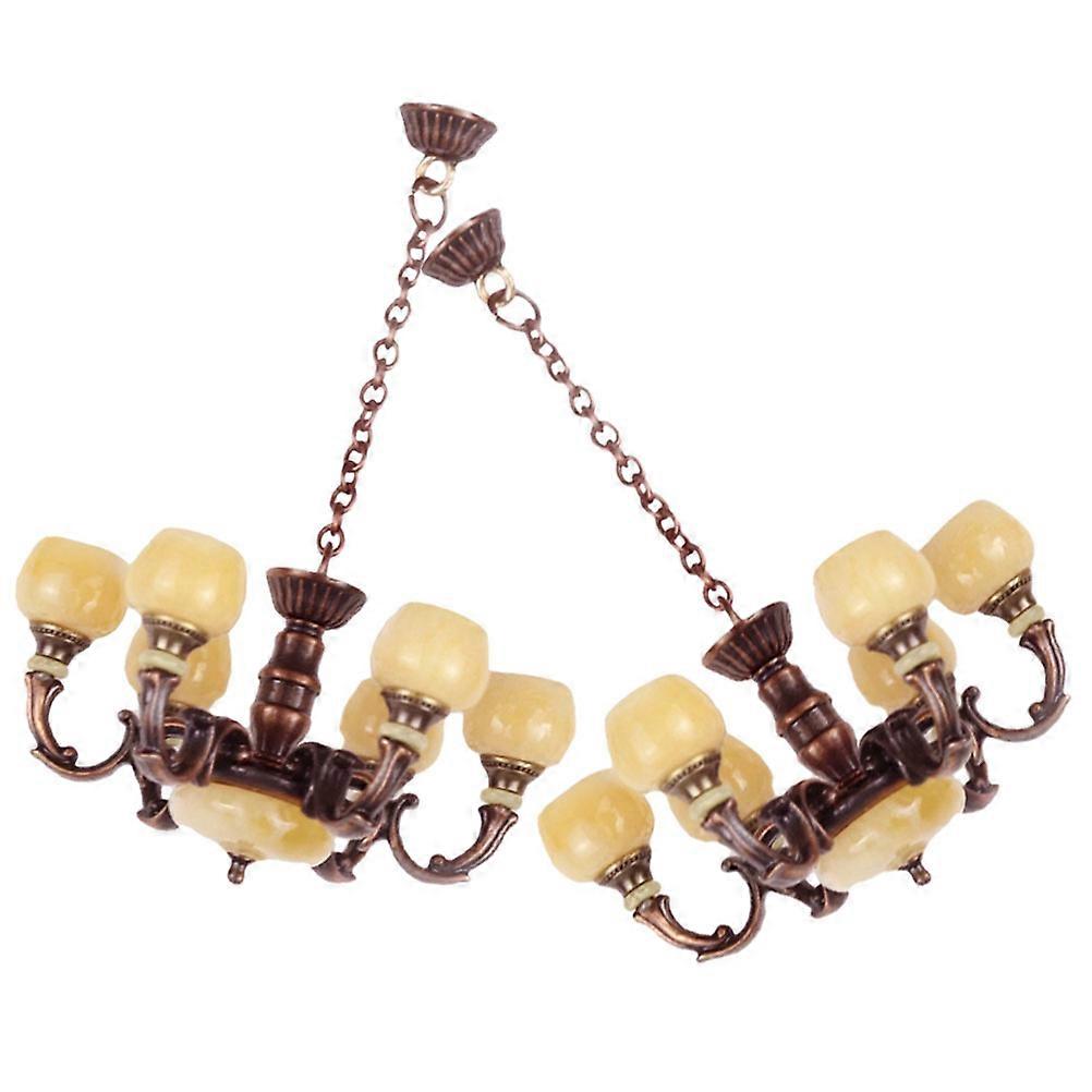 Miniature Prop Doll House Miniature Ceiling Light Model For Doll House Interior Design 8 50X6 40X6 40CM Alloy 2Pcs