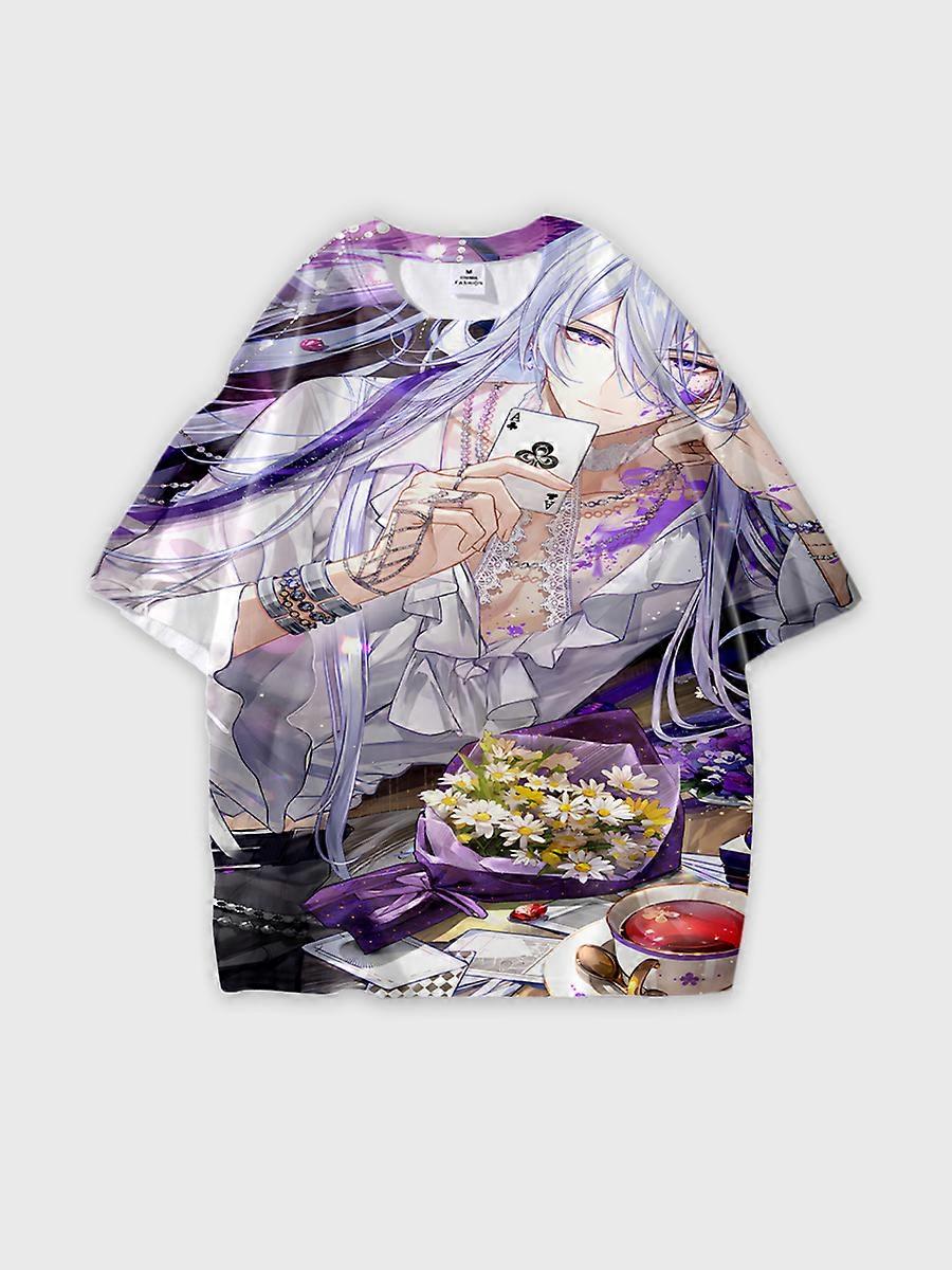 T-shirt round neck Animation Character Pattern loose short sleeve E1942