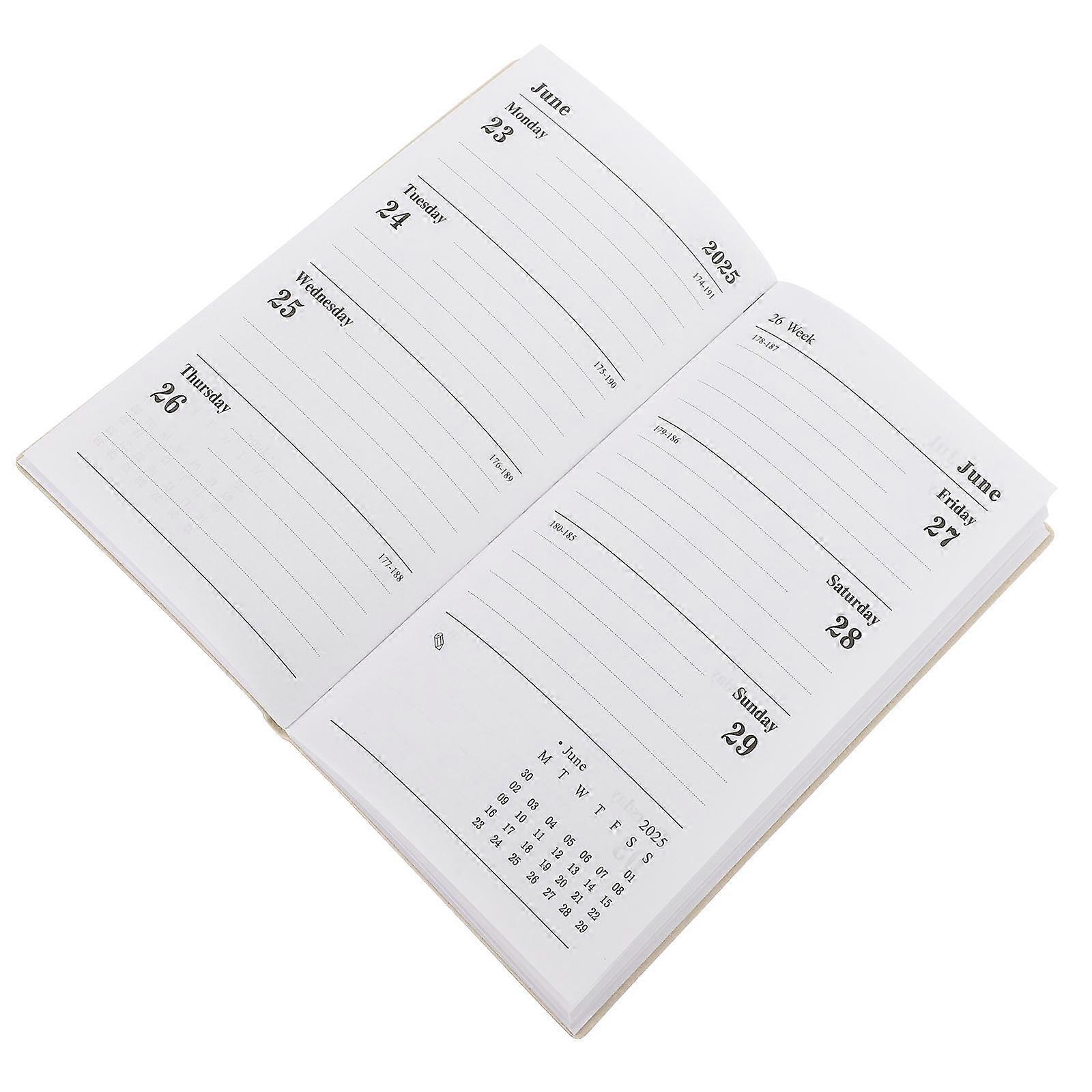 Pink PU Cover Monthly Planner Notepad with Paper Pages for Writing Convenient Daily Use A6 Size