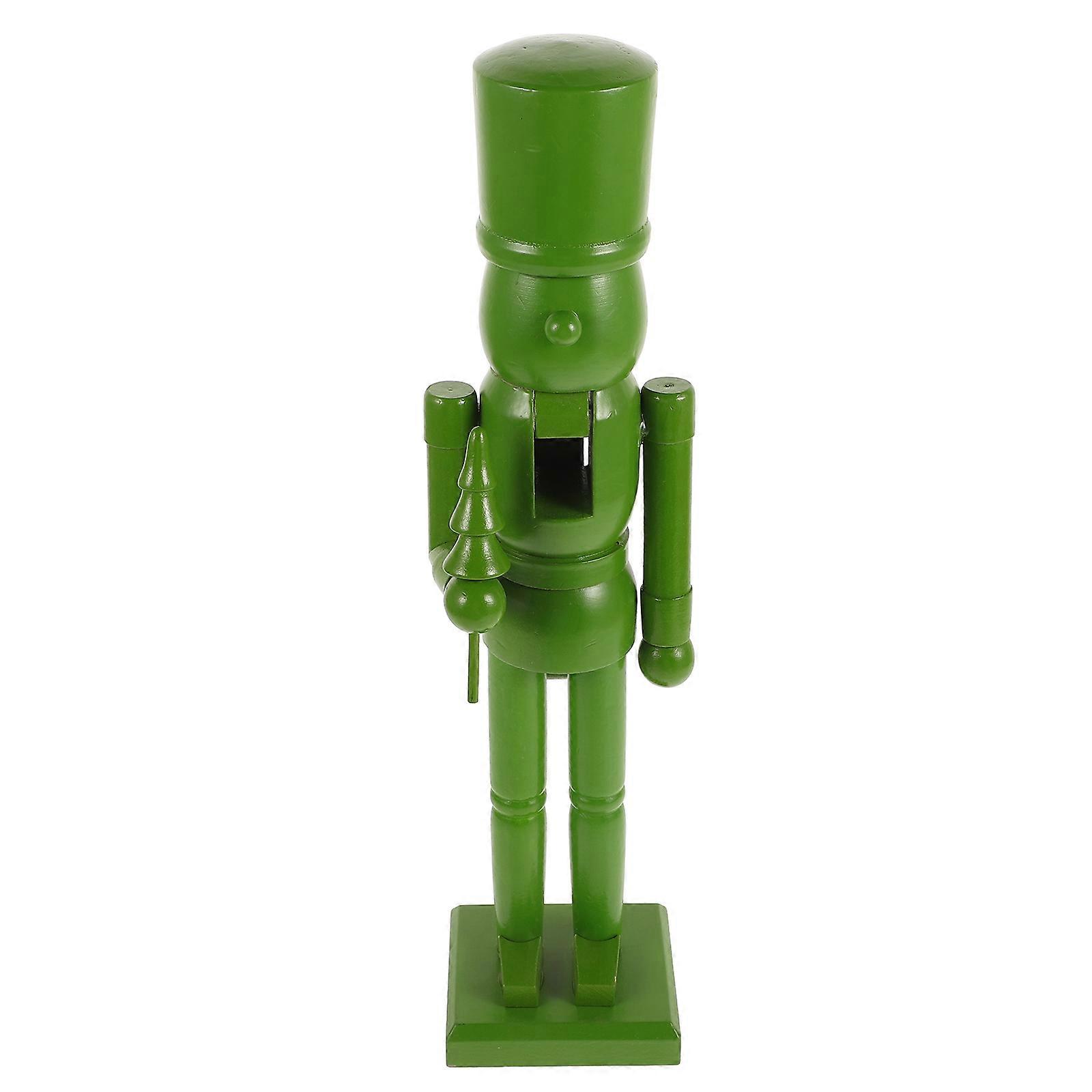Wooden Nutcracker for Decoration Green Color Christmas Supplies Reusable Multiuse Desktop Decor