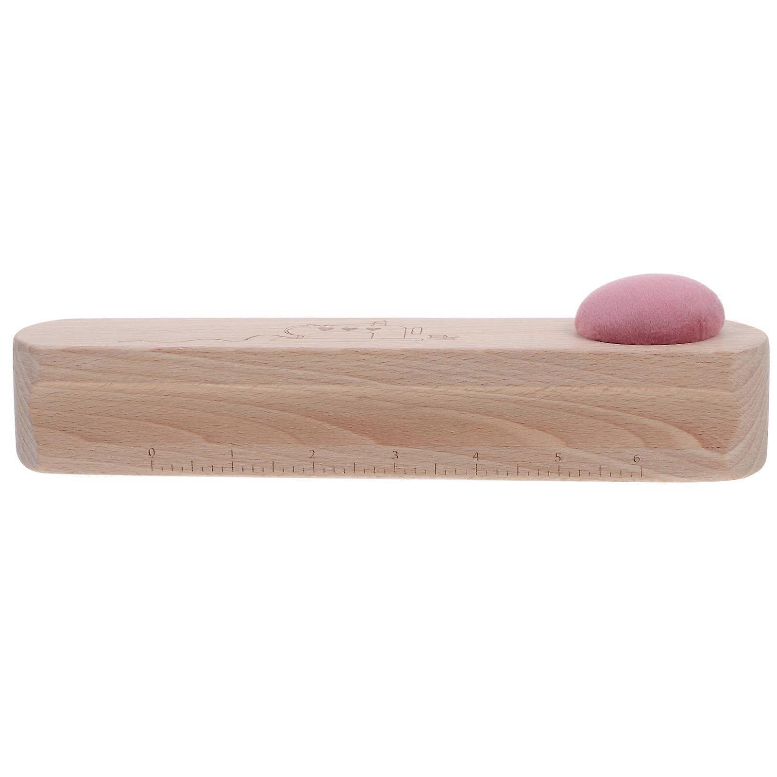Wooden Tailor Clapper with Pin Holder and Needle Cushion for Quilting Sewing Projects 6.5x2.5 Inches