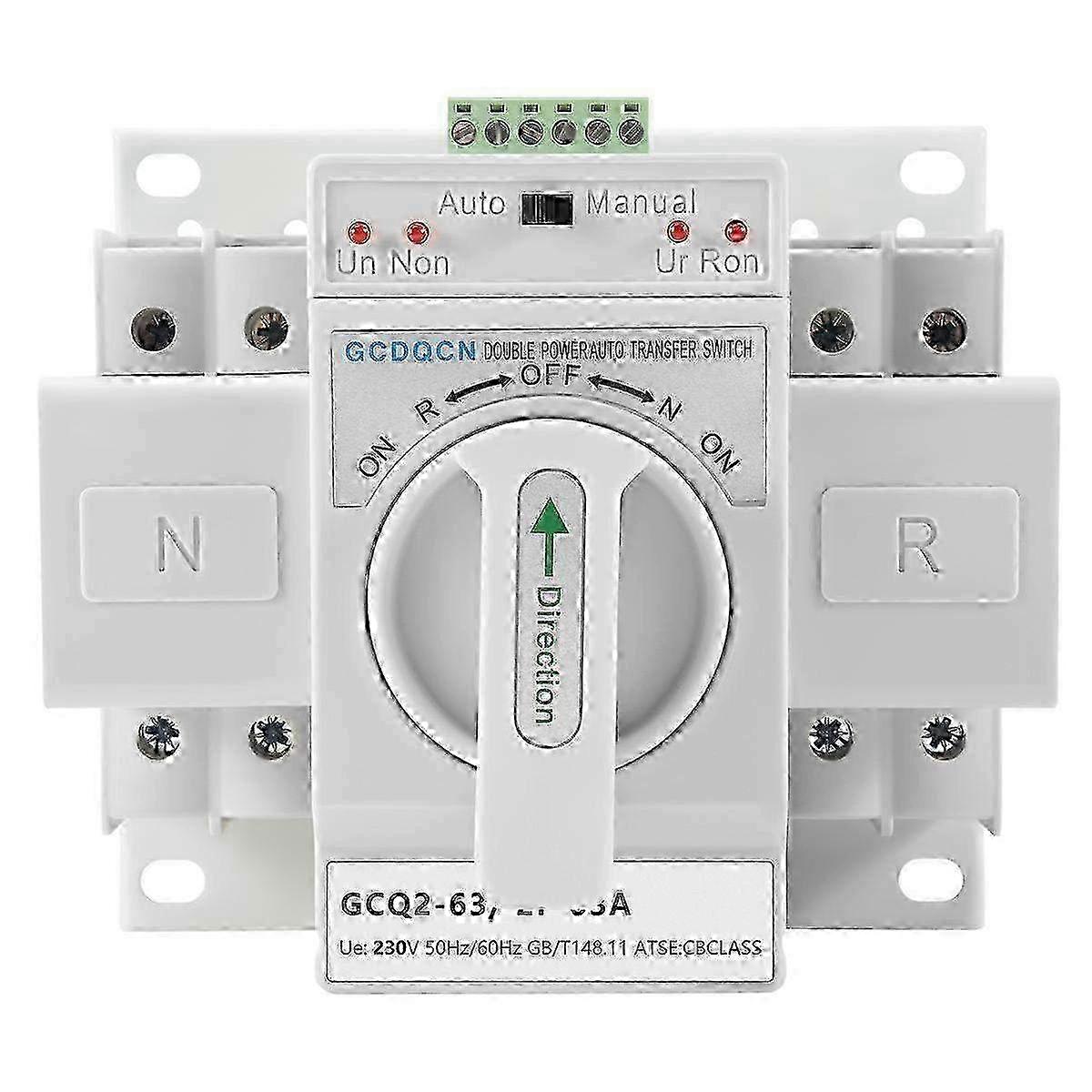 Dual Power Automatic Transfer Switch 2P63A - Class ATS Switch Gear for Home Single Phase 220V Power Management System