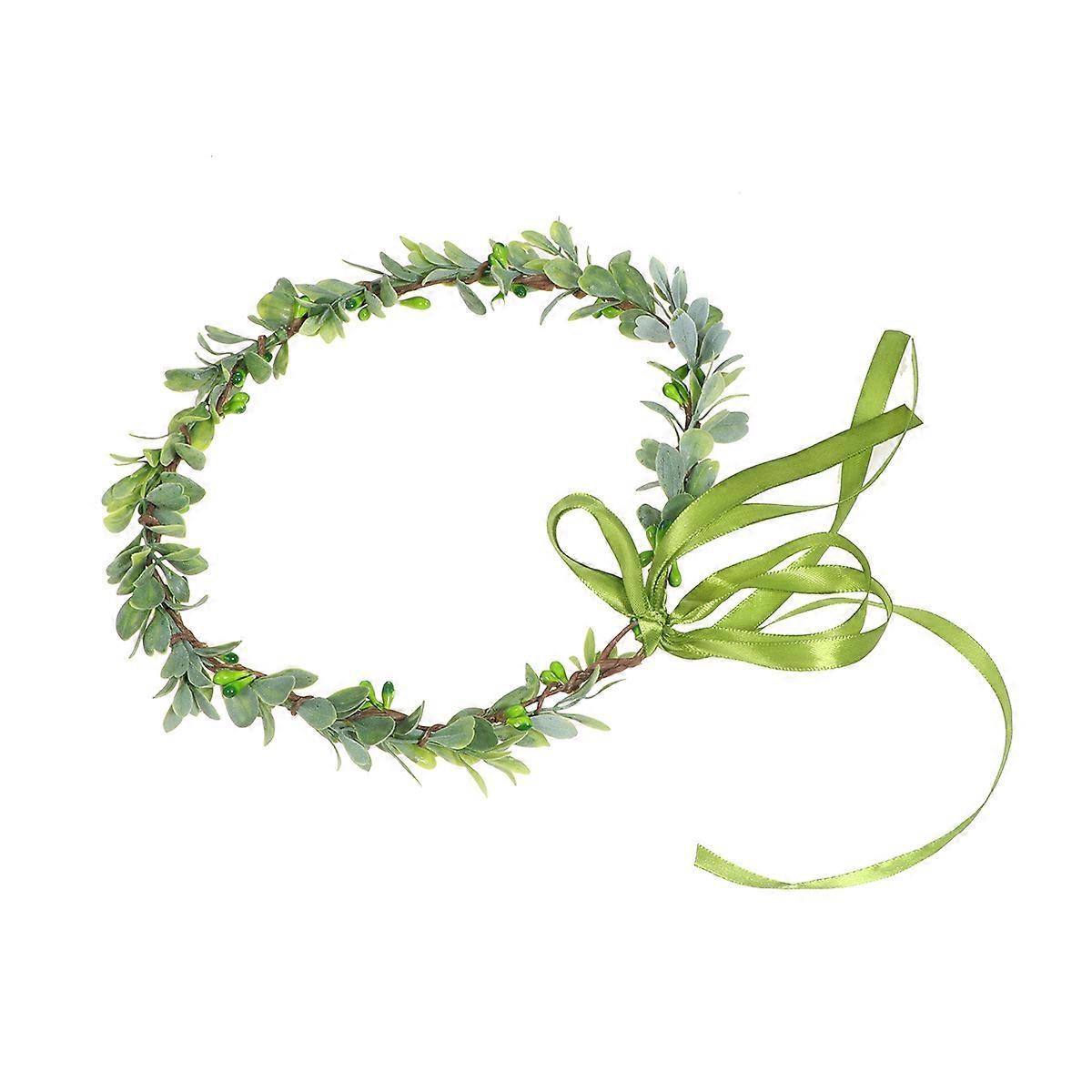 Elegant Plastic Leaf Hair Wreath for Decor Green Color Lightweight and Comfortable to Wear 7 inches