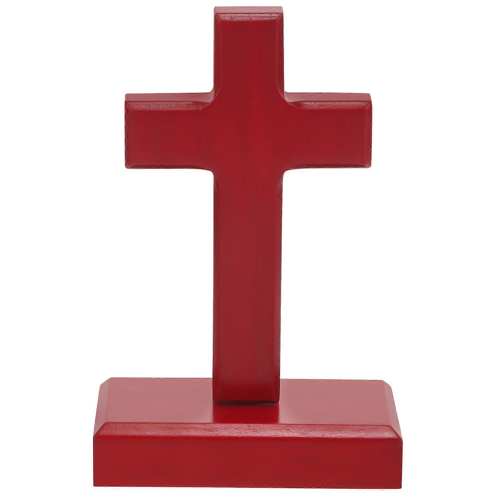Wooden Cross Decor Dark Red Smooth Surface for DIY Perfect for Photos and Home Decoration 6.5 inches