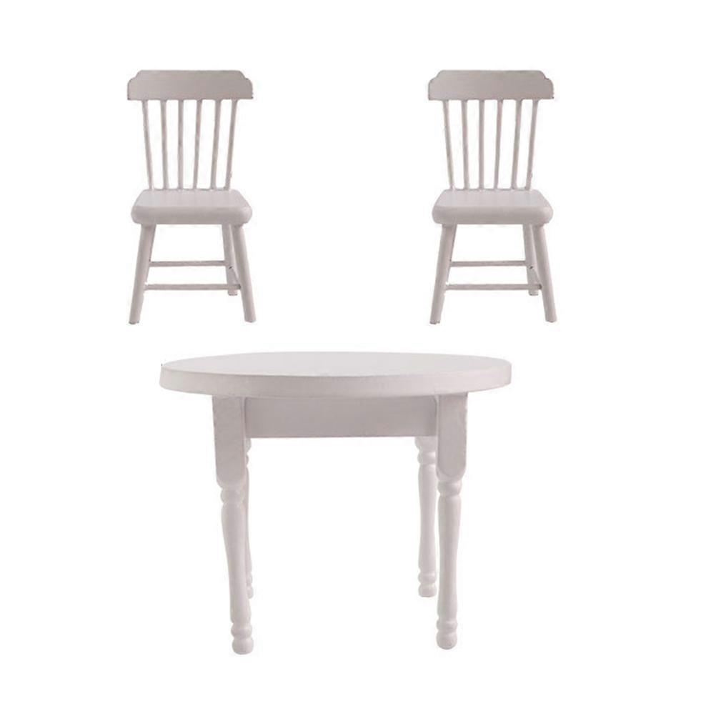 دمية كرسي طاولة طعام أثاث مصغر دعامة تصميم حديث خشب 4X3.6X8.2CM 3 قطع