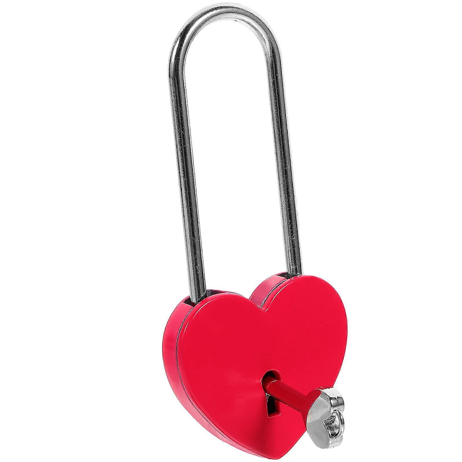 Heart Shaped Padlock with Key for Jewelry Boxes, Suitcases, Diaries, and Luggage – Romantic Travel Lock for Couples, Elegant Rose Red Design