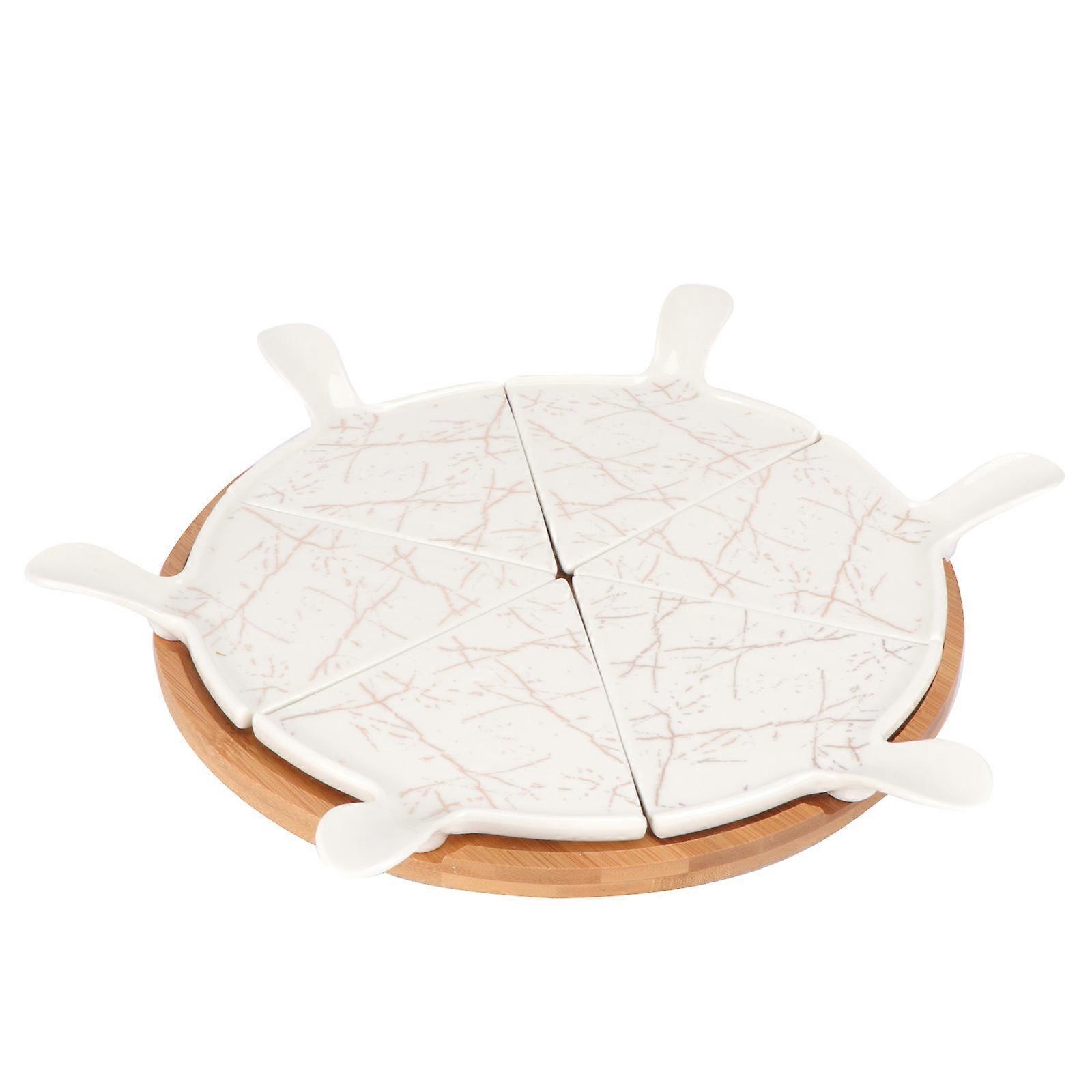 Golden Ceramic Triangle Pizza Plate Set Unique Design for Serving Desserts and Parties 9 Inch