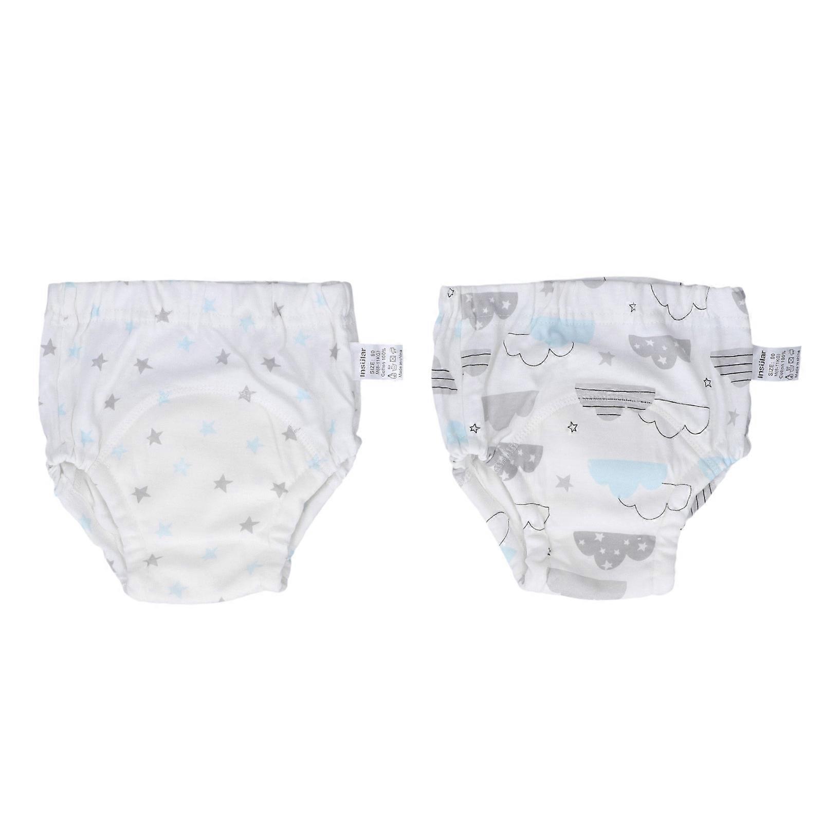 2PCS Toddler Training Pants Pure Cotton Reusable Baby Training Underwear Elastic Waist Learning Pants M Size Cloud Pattern