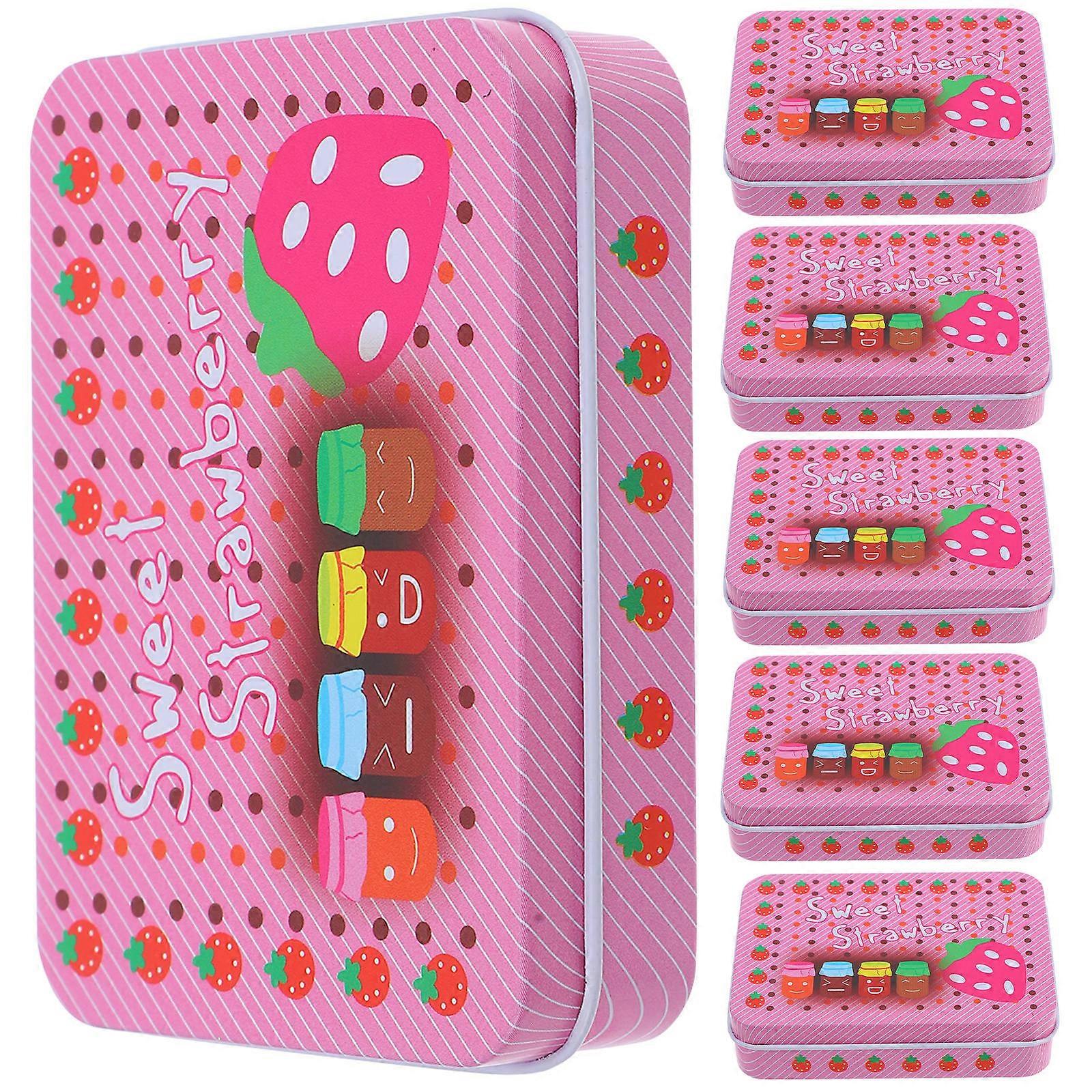 Cute Portable Mini Tinplate Storage Box for Cards and Small Items Multi Color 6 Pieces