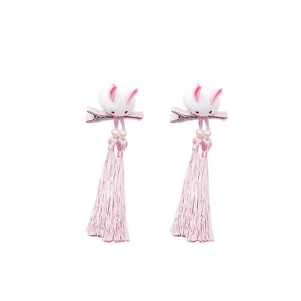 Chinese Style Tassel Hairpin for Kids Multi Color Cloth Material Easy to Clip for Daily Use and Decoration 1 Pair