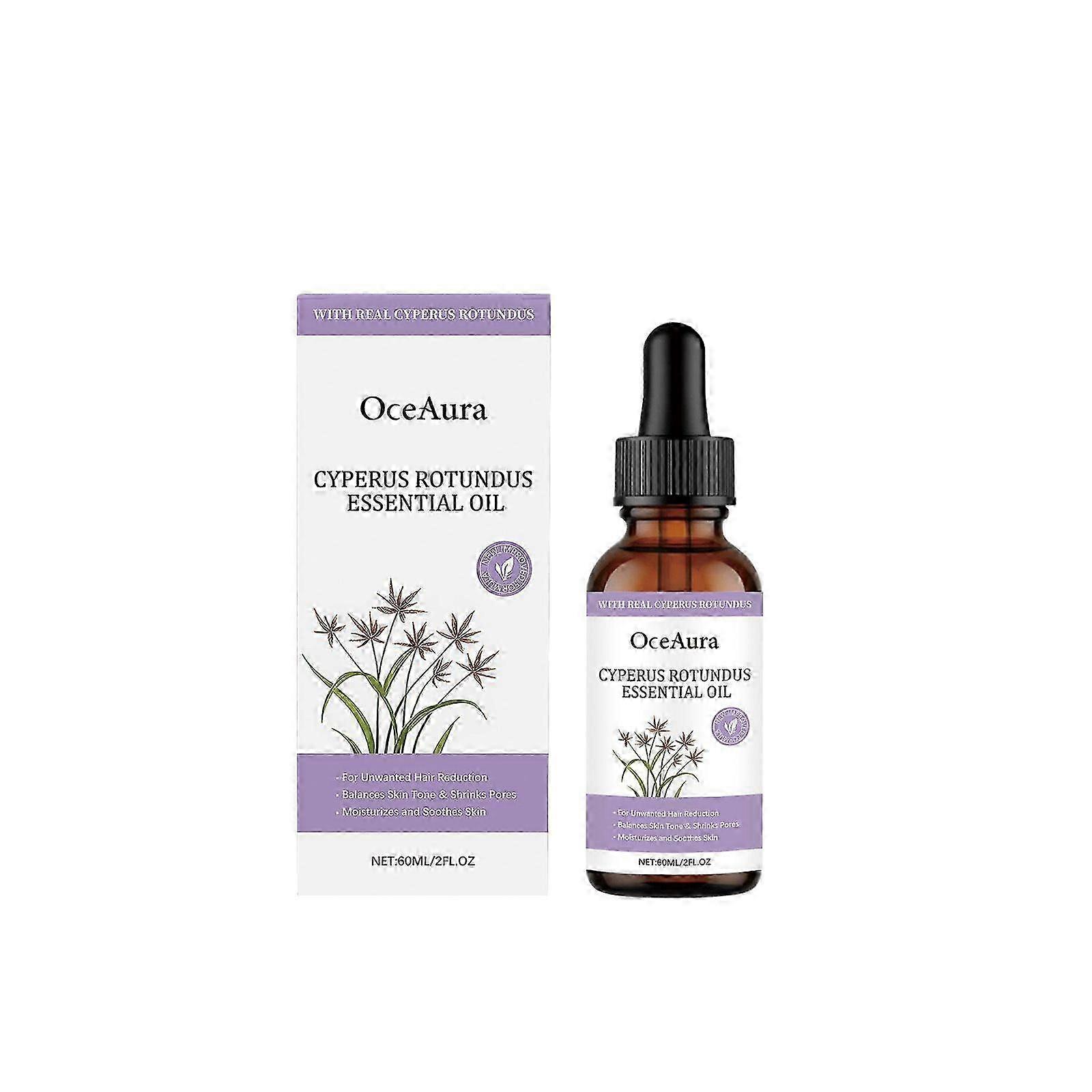 Cyperus Rotundus Essential Oil, Unwanted Hair Reduction Treatment, Balances Skin Tone, Shrinks Pores & Soothes, for Bikini Line, Legs & Sensitive Area