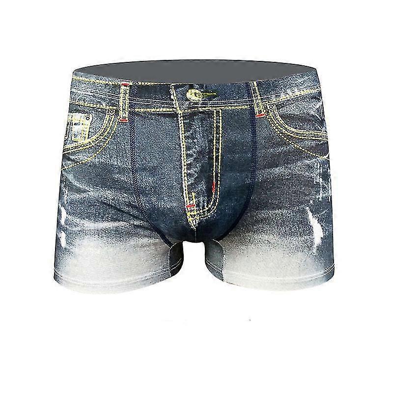 Mens Swimming Trunks Denim Print Swim Shorts Quick Dry Mens Bathing Suit