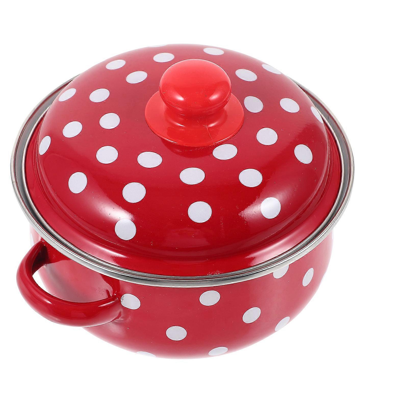 Mini Saucepan Milk Pan Enamel Multi Pot Red Suitable for Cooking Food 18.00X18.00X14.00CM 1Pcs