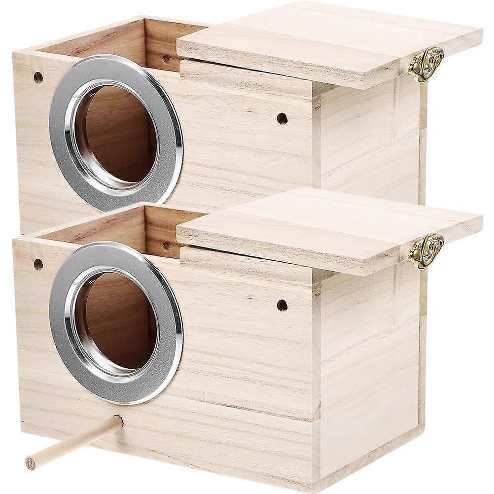 Bird Nesting Box 2Pcs Parakeet Nest House Garden Living Room Khaki Breeding