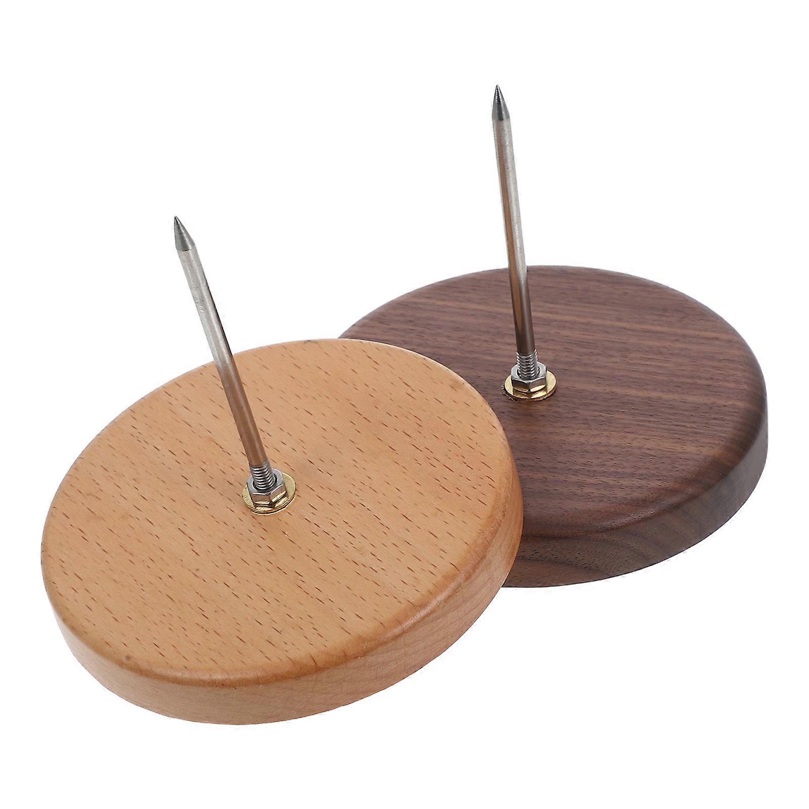 2Pcs Metal Bill Fork Ticket Spike Holder With Wooden Base For Home Office And Restaurant Use Assorted Color Document Organization