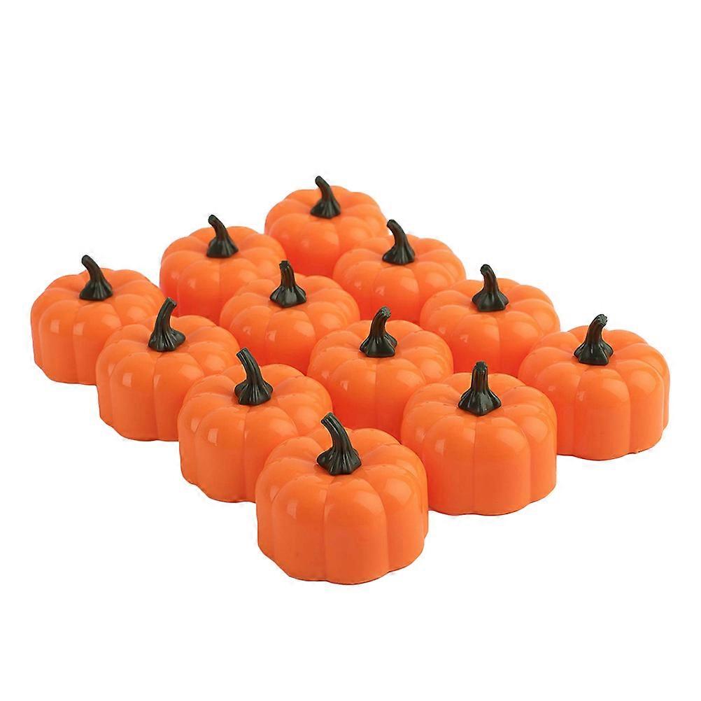 Halloween Decorative Ornaments 24Pcs Pumpkin Candles With No Fire Danger For Celebrating Halloween Party And Carnivals