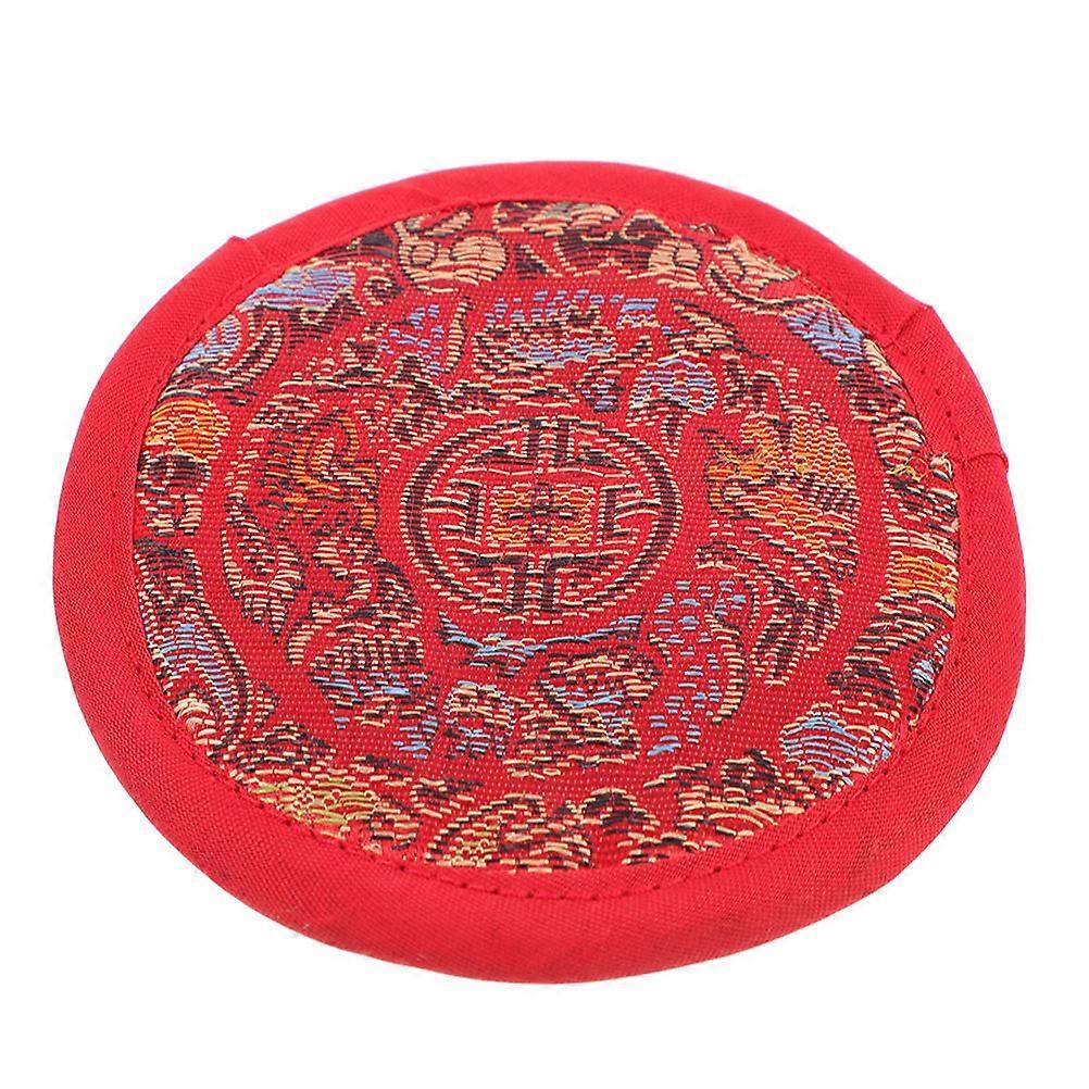 Buddha Sound Bowl Pad with Embroidery and Durable Cotton Cloth in Red Color 7.8 Inches