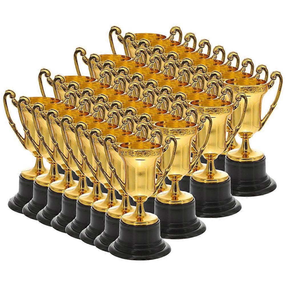 32pcs Mini Plastic Trophies for Children Golden Prize Toys with Base Small Size
