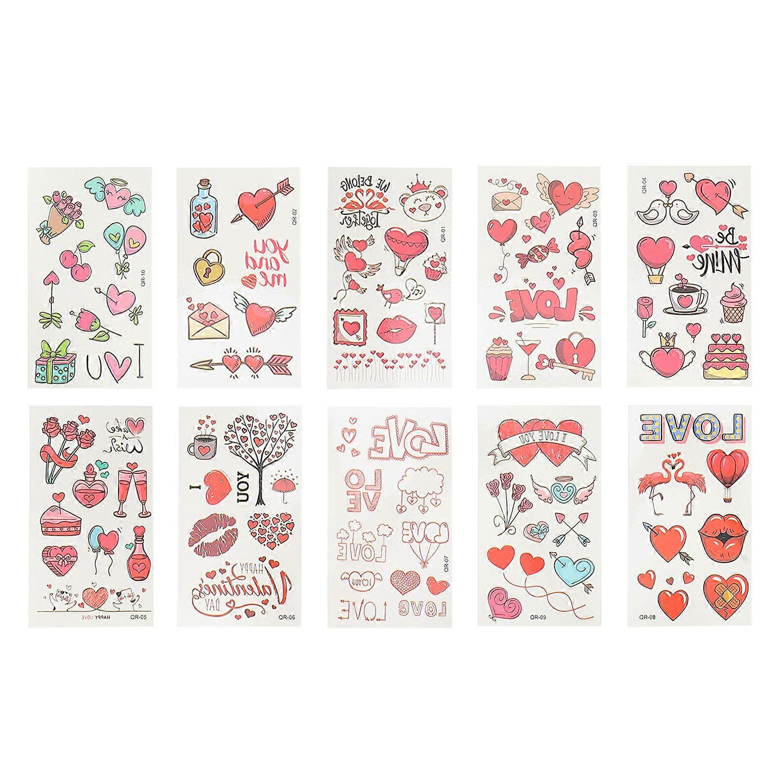 Heart Temporary 20 Sheets Stickers For Lovers Assorted Color Perfect For Valentines Day Confession Safe And Skin-friendly