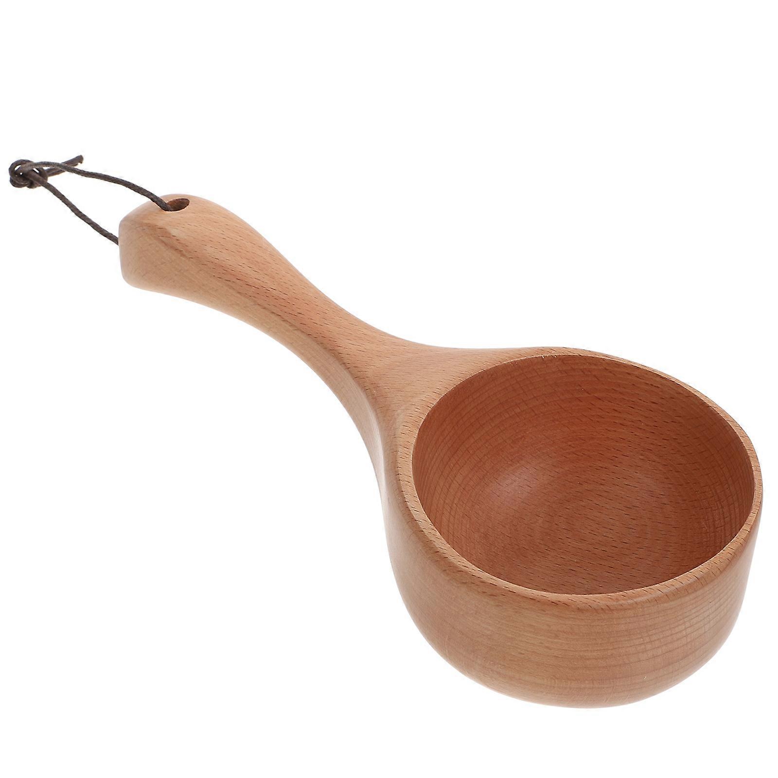 Wood Water Scoop Spoon Household Use Multipurpose Wooden Round Water Holder 21X8X4.5CM Comfortable And 1Set