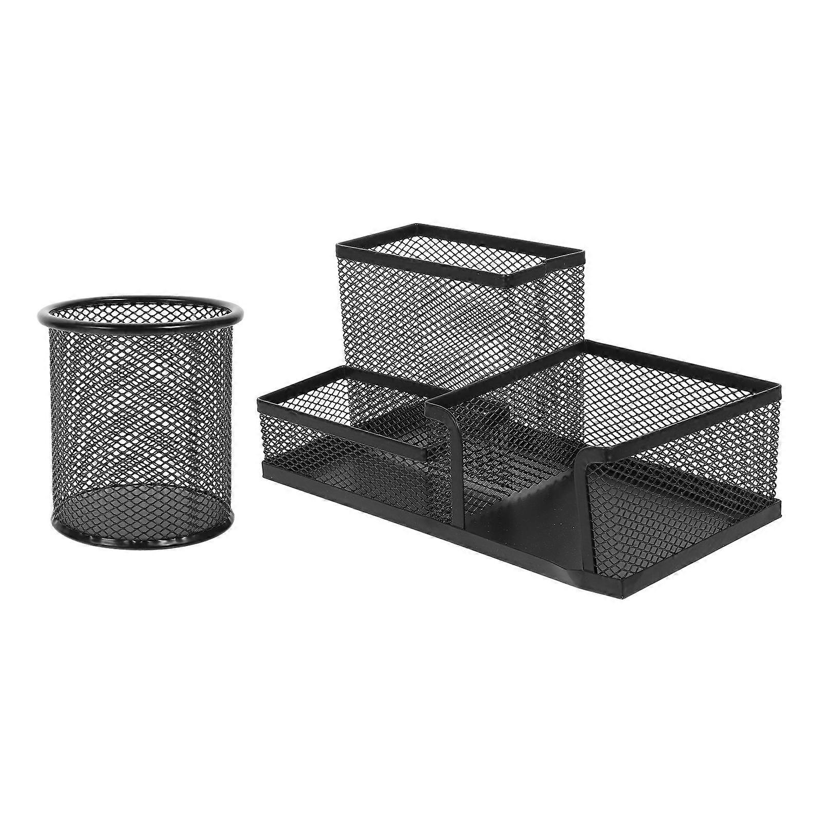 Iron Pen Holders   2PCS Multi Functional Desktop Pencil Organizers with Smooth Surface for Office, Study, School, Bedroom   Practical Storage for