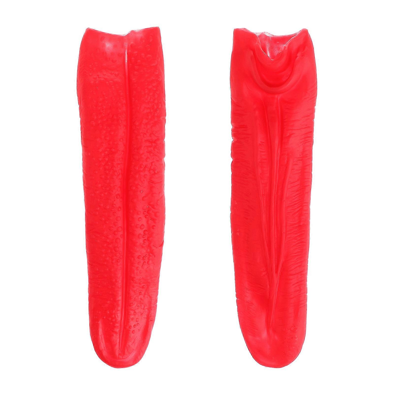 Red Rubber Fake Tongue Props for Cosplay and Halloween Pranks, Lifelike Design for Festivals, 2PCS