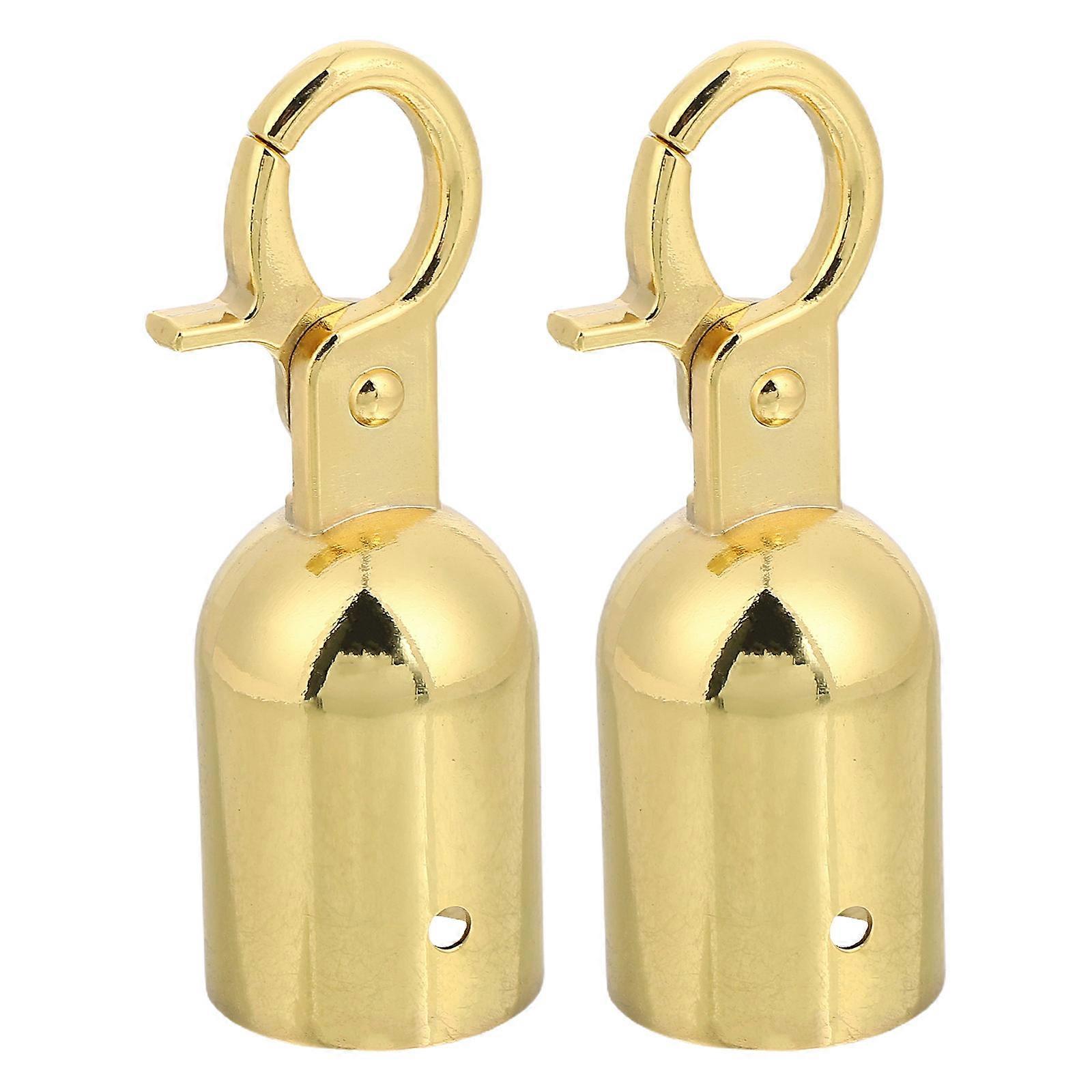 Golden Barrier Rope End Hook Lock Stopper Set of 2 Decorative Design Stanchion Crowd Control Cord End Cap Easy Attachment Safety Enhancement