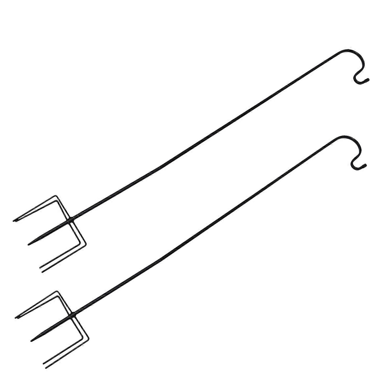 Iron Garden Shepherd Hook For Garden Flowerpot Lamp Hanging 120x16cm Black Hanging Planters 2Pcs