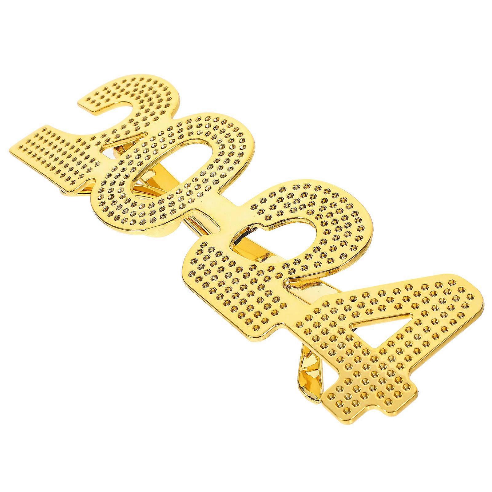 Golden New Year Party Glasses for Decor PC Material Photo Props Wide Application 2024 Modeling Eyewear