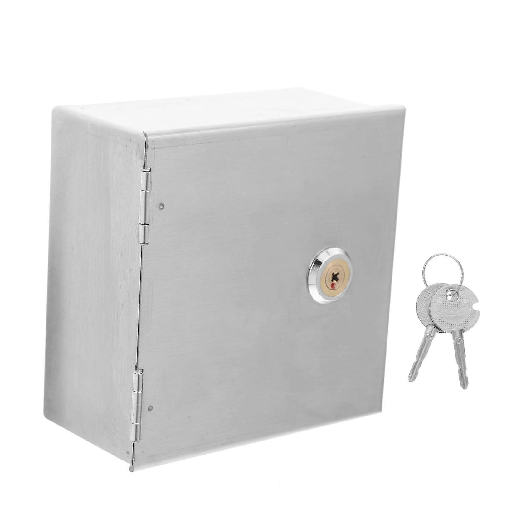 Socket Box Outdoor Lockable Socket Cover, Stainless Steel, Silver, Power Cable Storage Cabinet