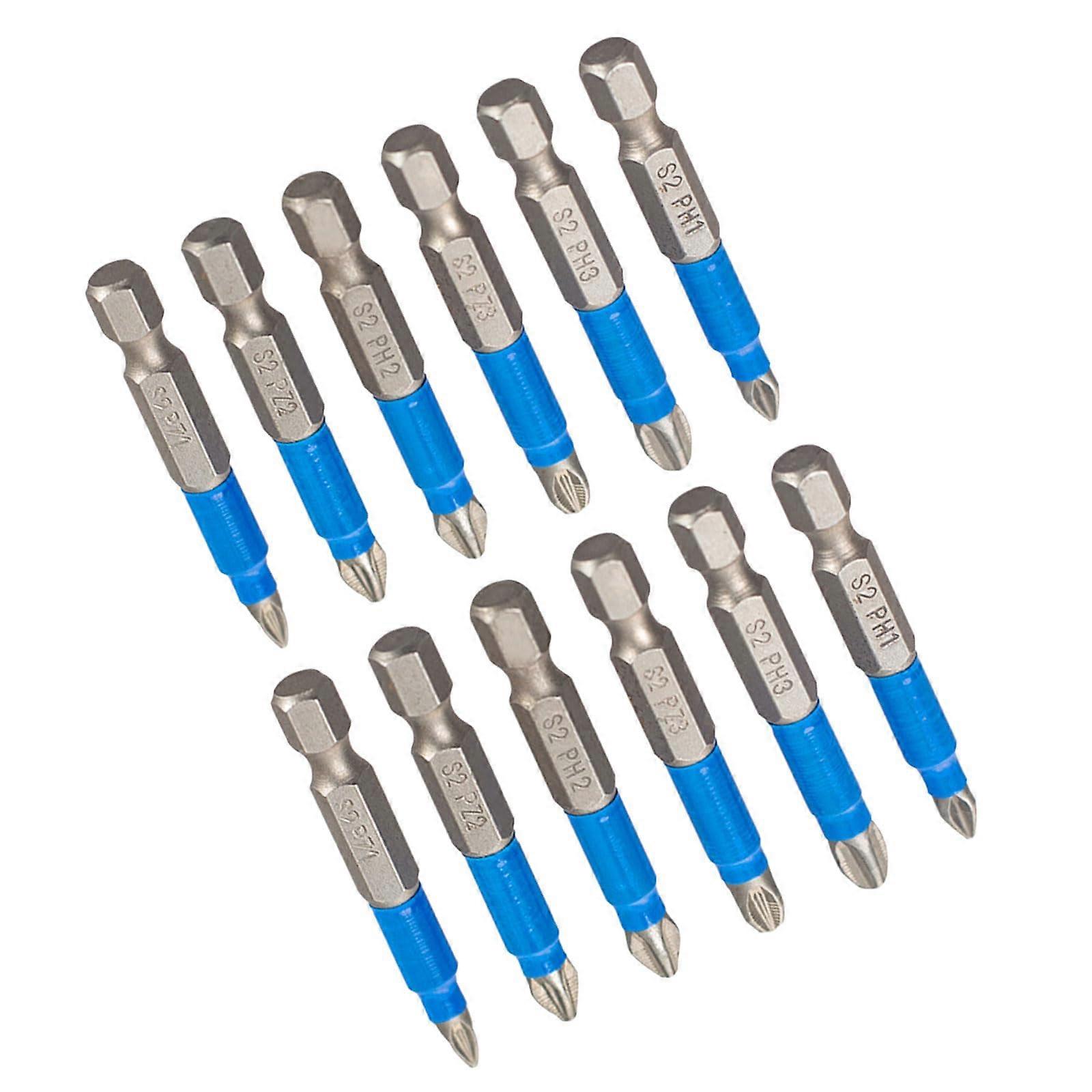 Magnetic Impact Bit AntiSlip Long Screwdriver Bit Hex Shank Cross Impact Driver Bit for Power Drilling Magnetic Screwdriver Bits 12pcs