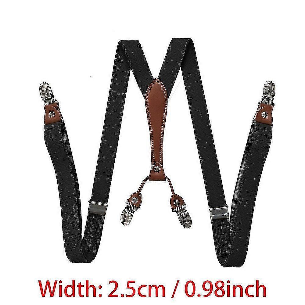 Heavy duty big size work suspenders for men 5cm/2 inch wide x back with 4 strong clips adjustable elastic trouser braces straps