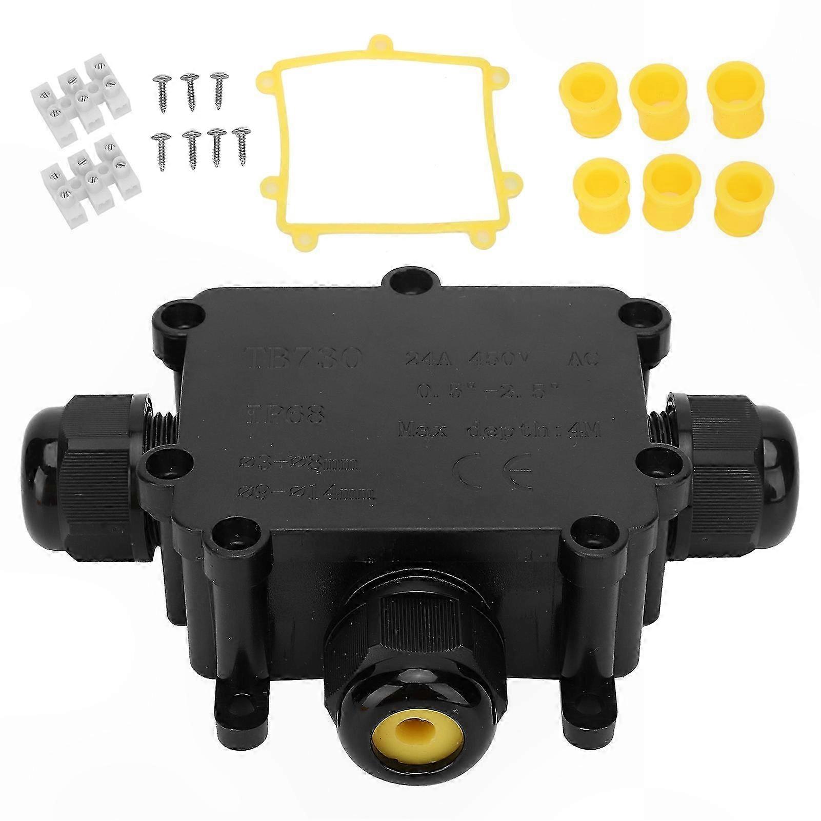 Outdoor Waterproof Electrical Junction Box with 3-Way Cable Connector IP68