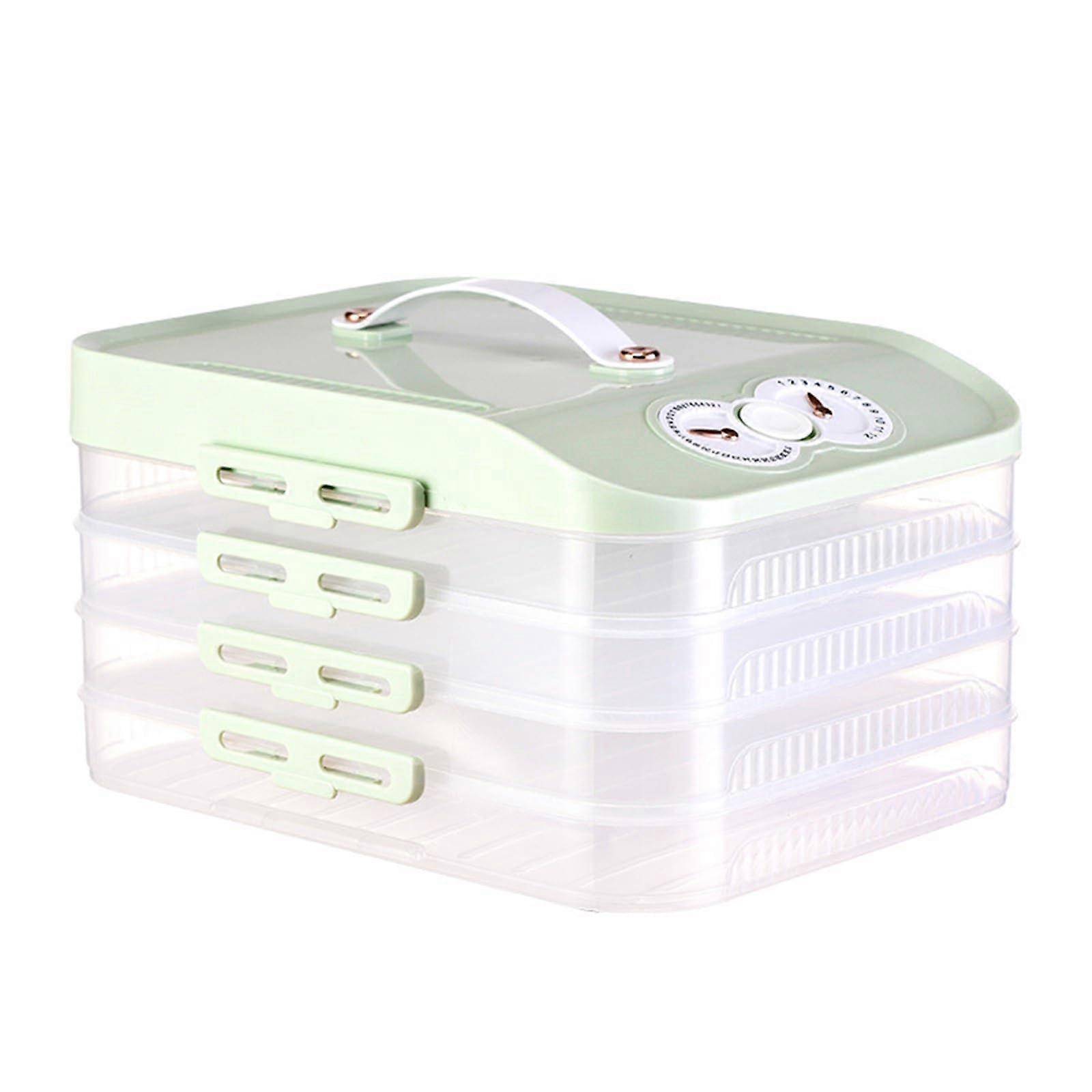 Multi-Layer Refrigerator Storage Box with Timer for Precise Food Preservation, Space-Saving Green Design, Four Layers
