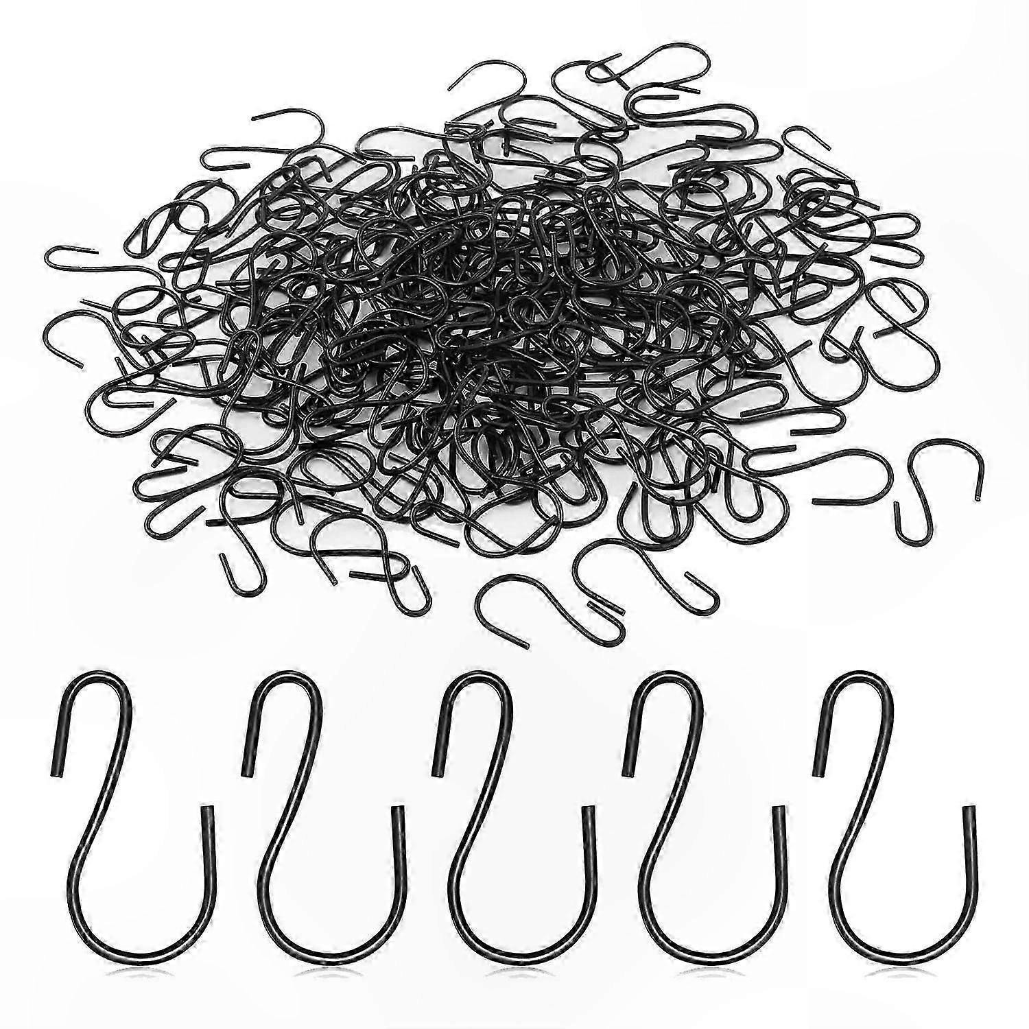 120-Pack Mini S-Hooks, 1-Inch Black Metal Hooks for Crafts and Decorative Projects