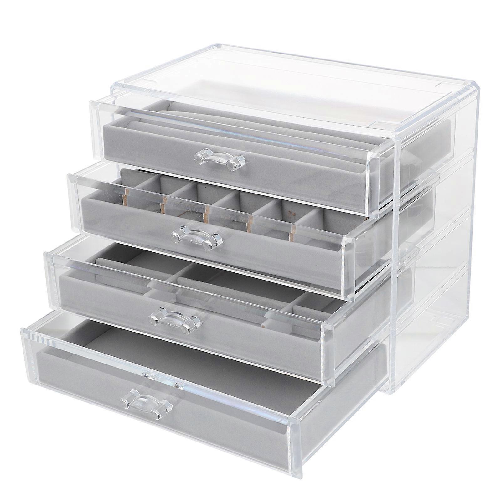 Desktop Cosmetics Storage Box Rectangular for Dressing Table Transparent Storage 1Pack