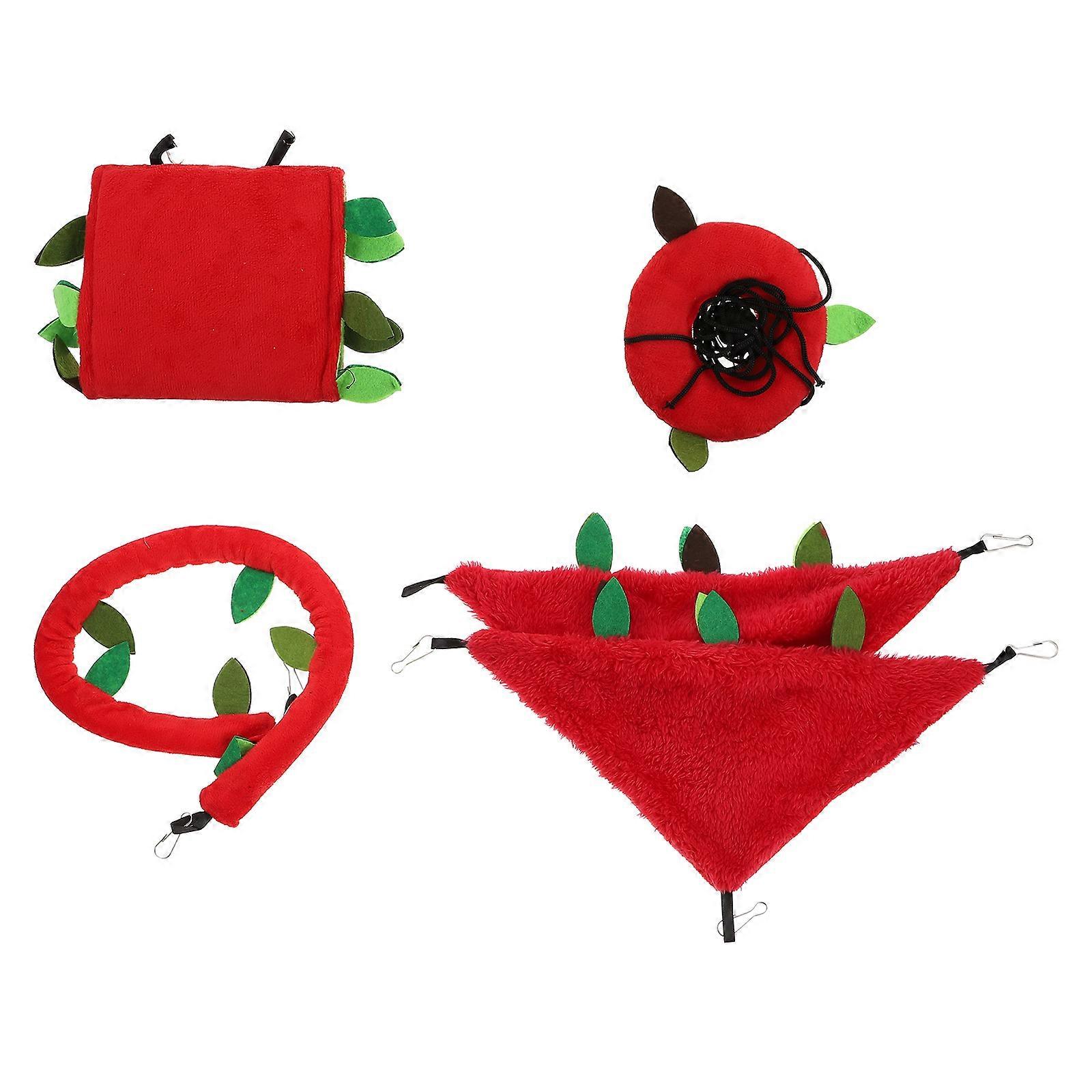 Pet Toy Set Hammock Swing for Small Animals Plush Red for Physical Activity 1 Set