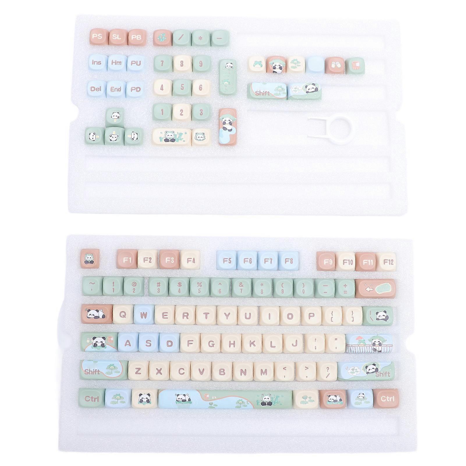 112 Keys PBT Cute Panda Keycaps Set 9mm MCA Height Universal for Mechanical Keyboards