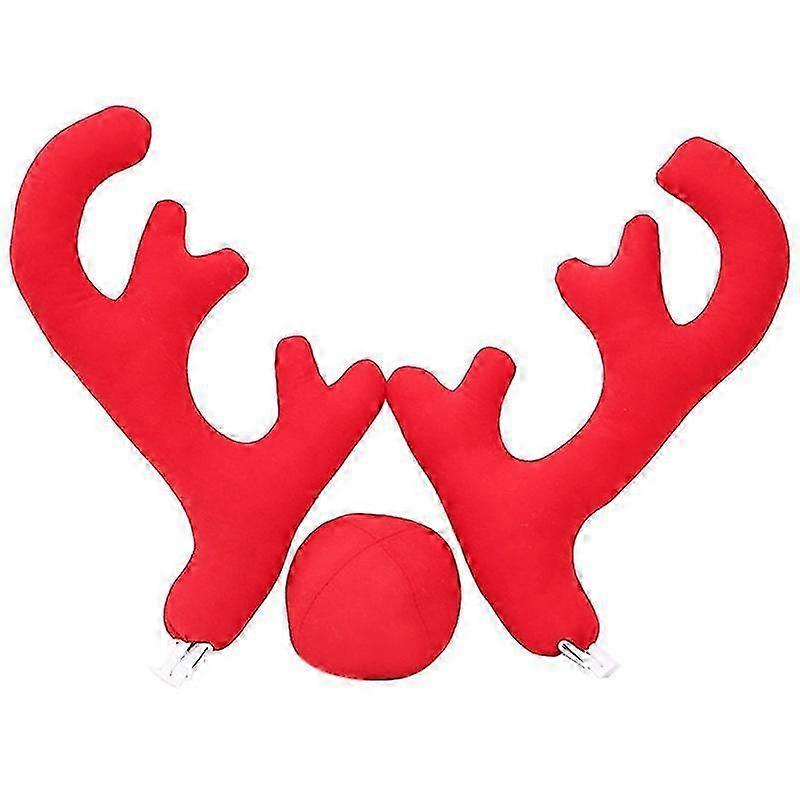 Car Christmas decoration set, made of red plastic and plush, with various shapes and easy to install