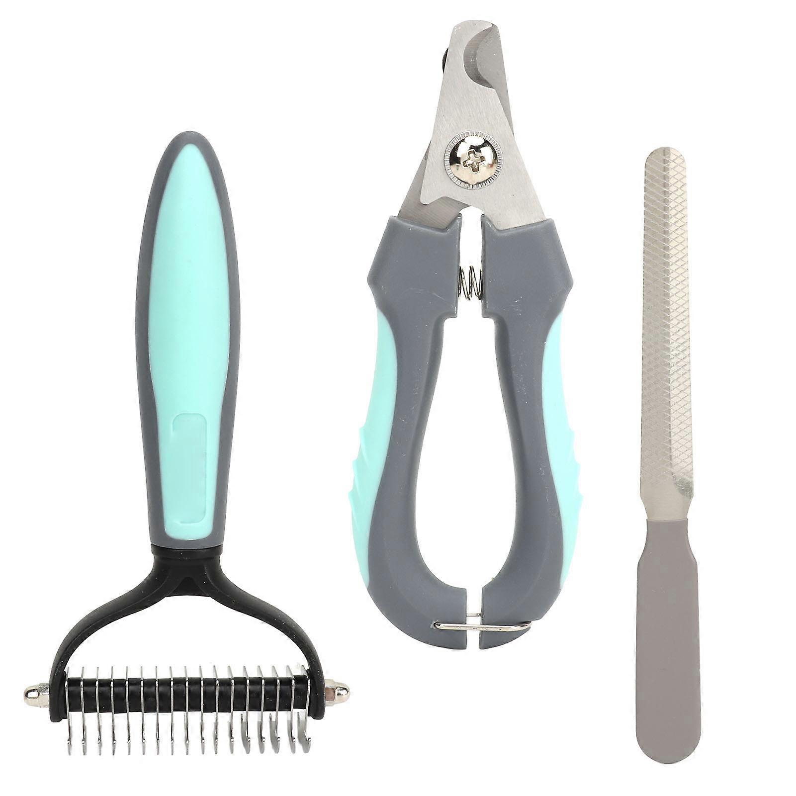 Pet Nail Clipper Comb Kit L 17 Teeth Stainless Mint Green