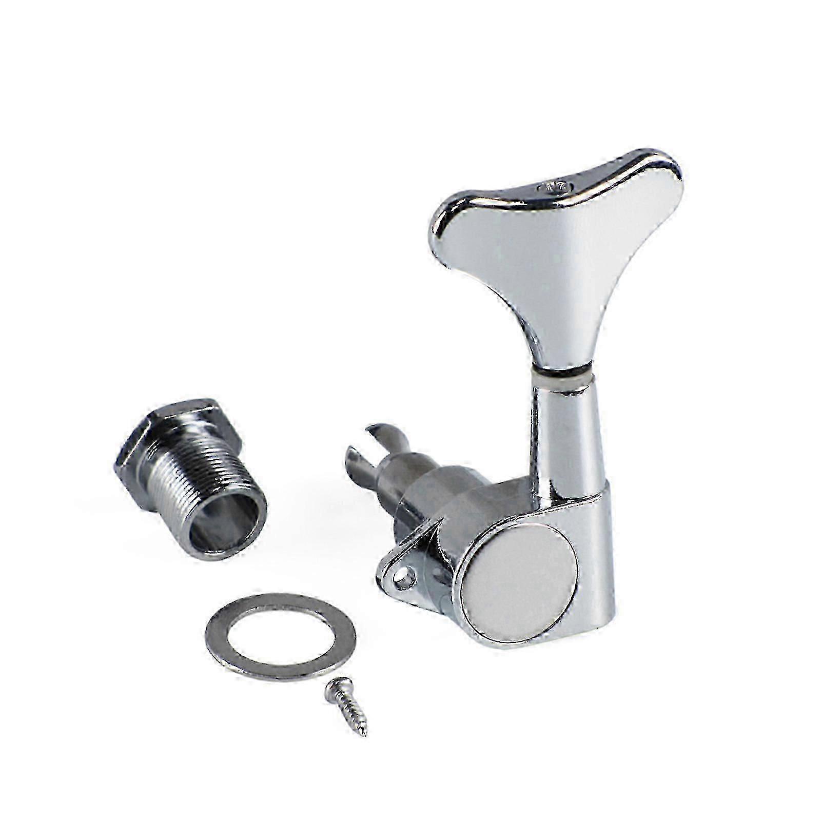 Bass Tuner Electric Bass Tuning Peg Guitar Opened Machine Head Knobs Replacement for 4 String Bass Right/Left Hand Silver