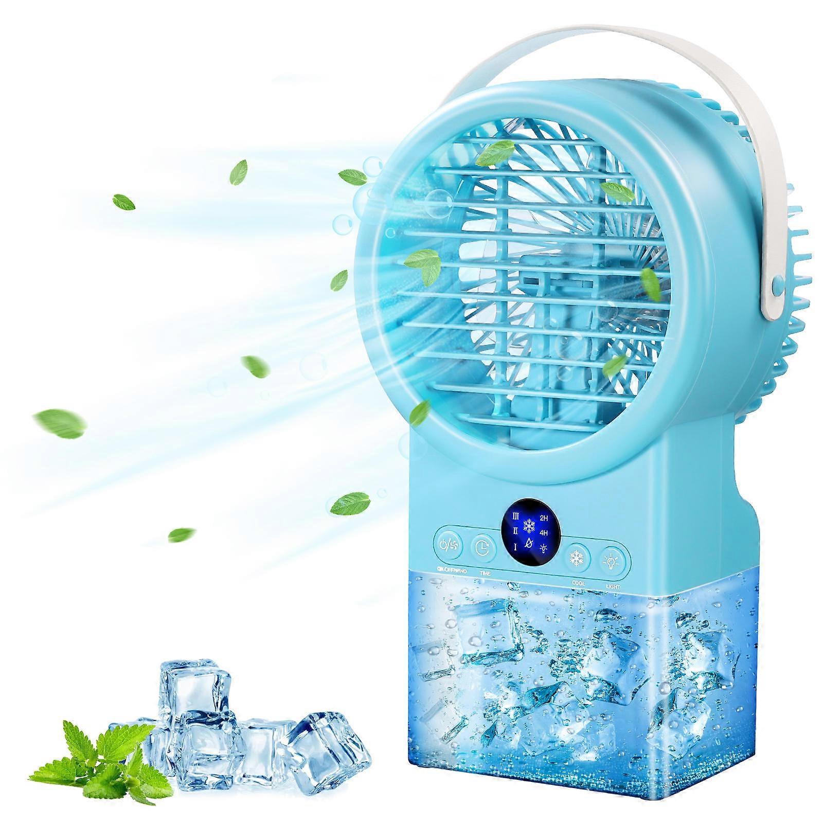 Portable Air Cooler with 3 Wind Speeds Colorful LED Light ABS Material Blue 500ml Water Tank