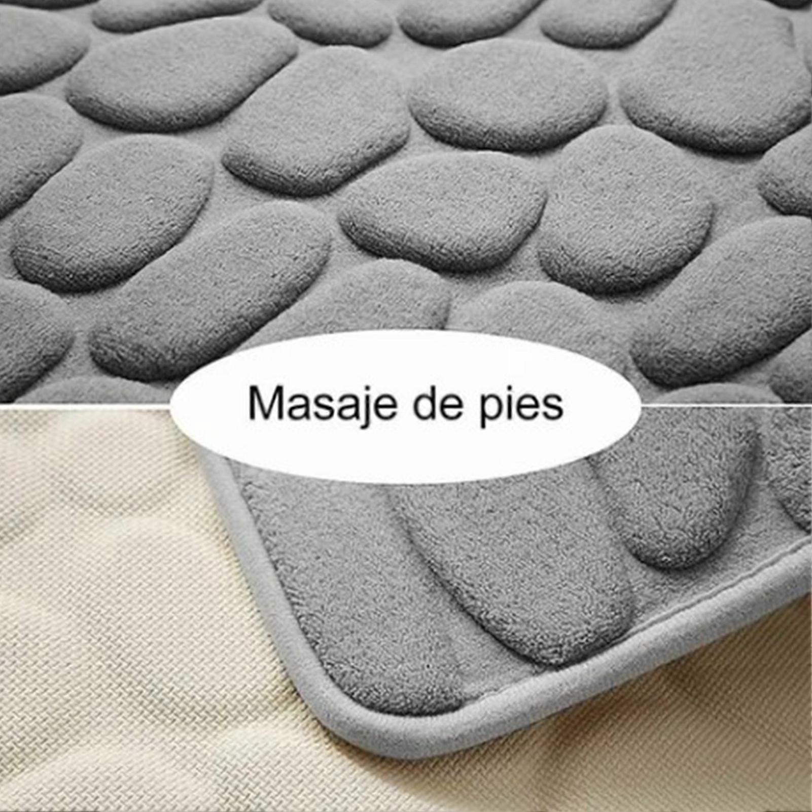 3Pcs Gray Cobblestone Bathroom Set Non Slip Mat & Lid Cover