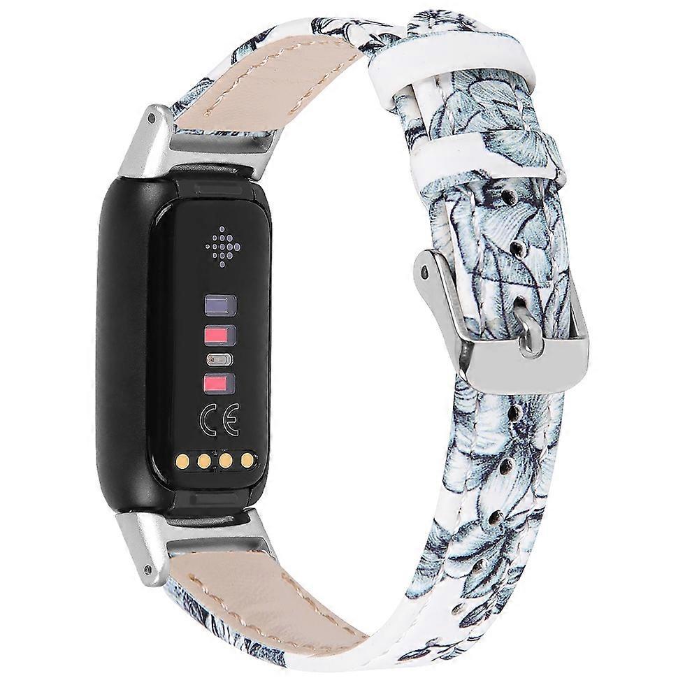 Top Layer Cowhide Replacement Smart Watch Band Adjustable Wrist Strap for Fitbit Luxe - Style E
