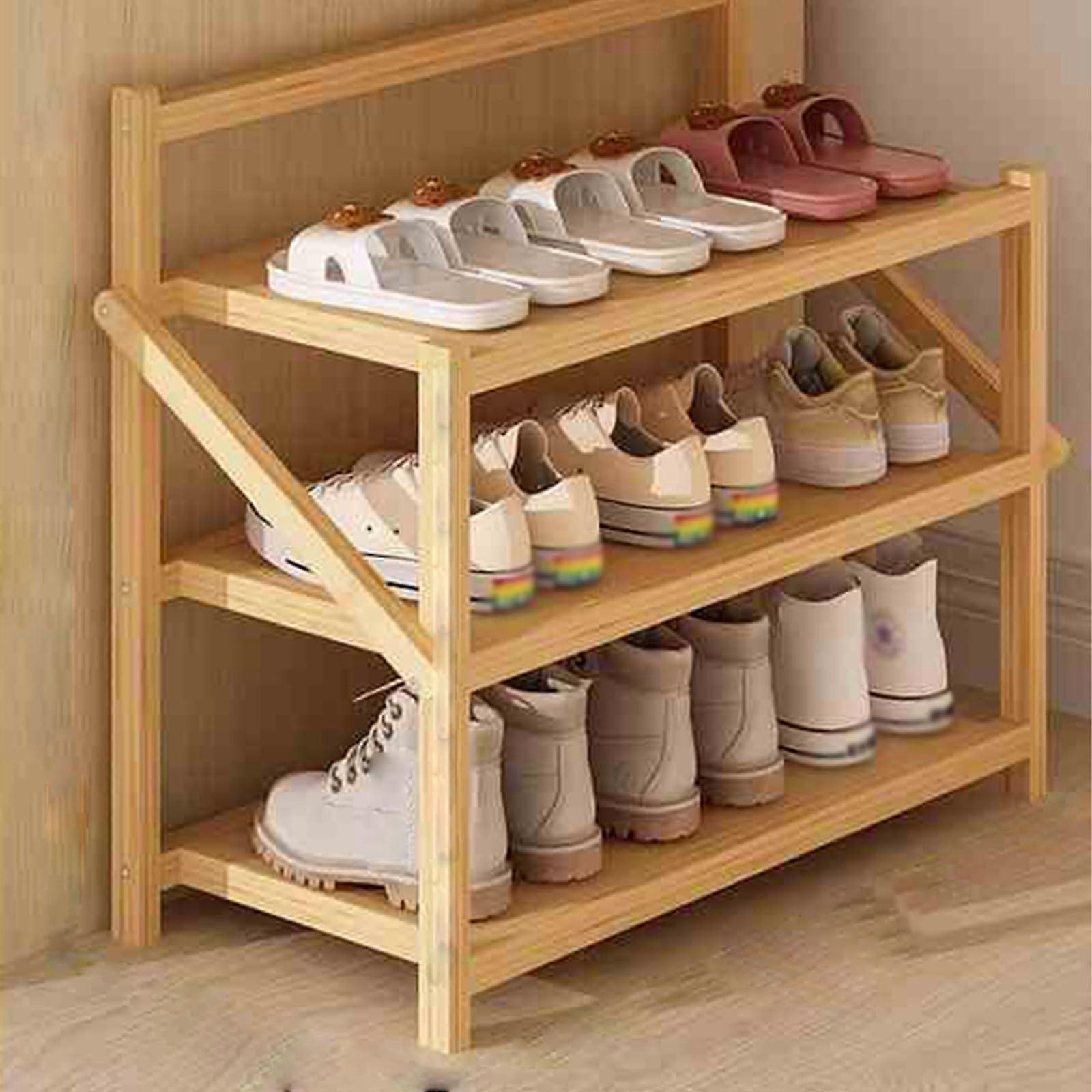 Shoe Cabinet Wooden Freestanding Vertical Shoe Rack Tall Narrow Stackable Boot And Shoe Storage 45x50 cm (17.7x19.7 in)