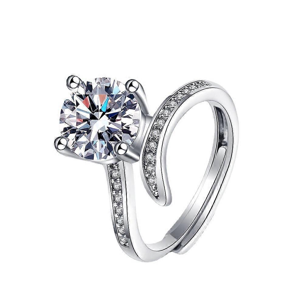 Diamond Ring, 2 Carat Adjustable Simple Women's Trendy Micro Inlaid
