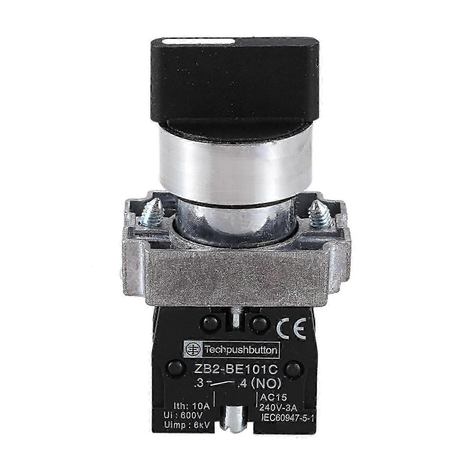 22mm Latching 2 No 3-position Rotary Selector Select Switch Zb2-be101c Black