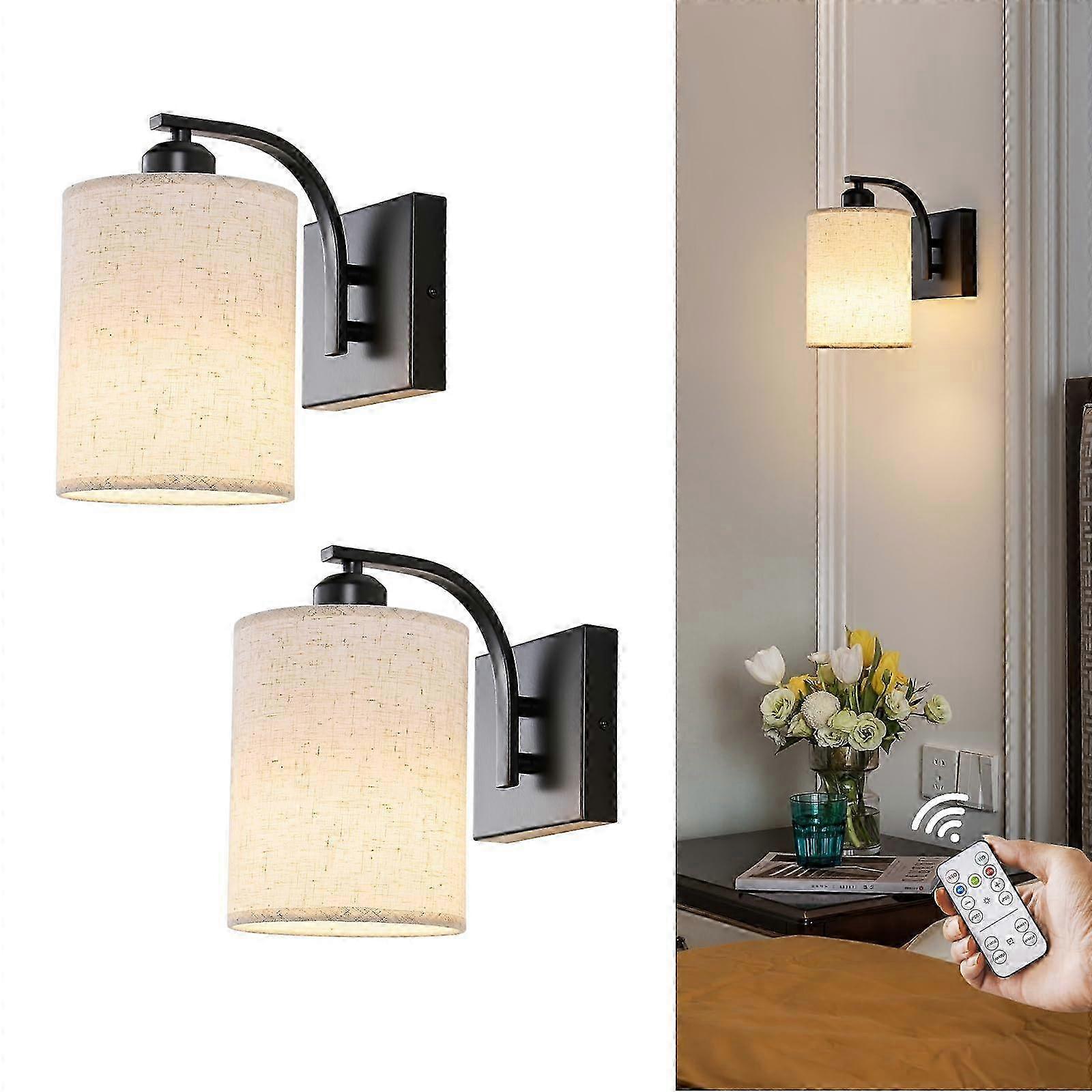 2 Set Rechargeable Battery-Powered Wireless Dimmable Wall Sconces