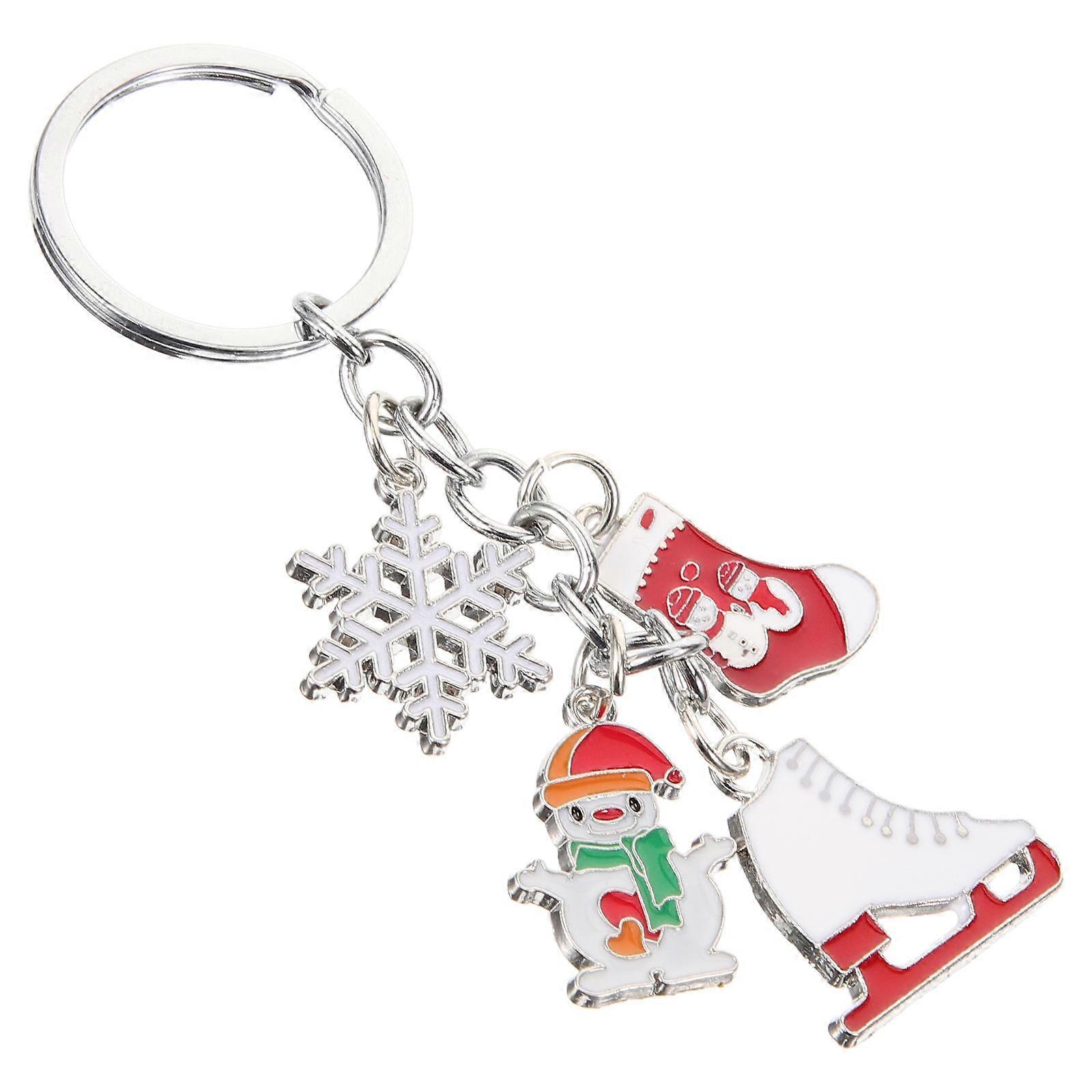 Backpack Ring Christmas Keychain Pendant for Decoration 2Pcs Durable Zinc Alloy